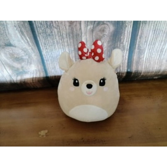Squishmallows Rudolph Reindeer Plush Tan Christmas Polka Dot Bow Girls OSG 8"