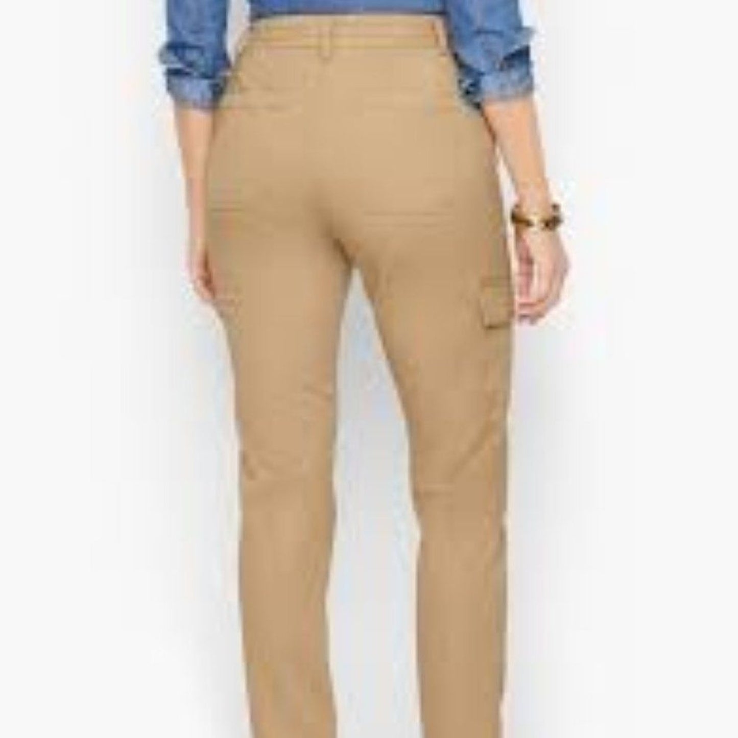 Talbots Cargo Pants Womens Size 6 Beige Khaki Slim Straight Leg Utility