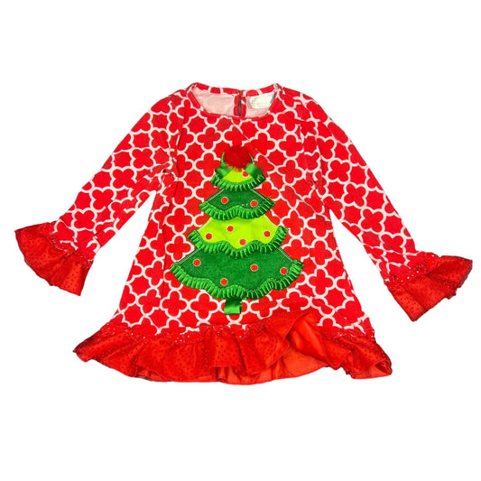 Emily Rose Girls Christmas Tree Dress Outfit Size 4 Holiday Red