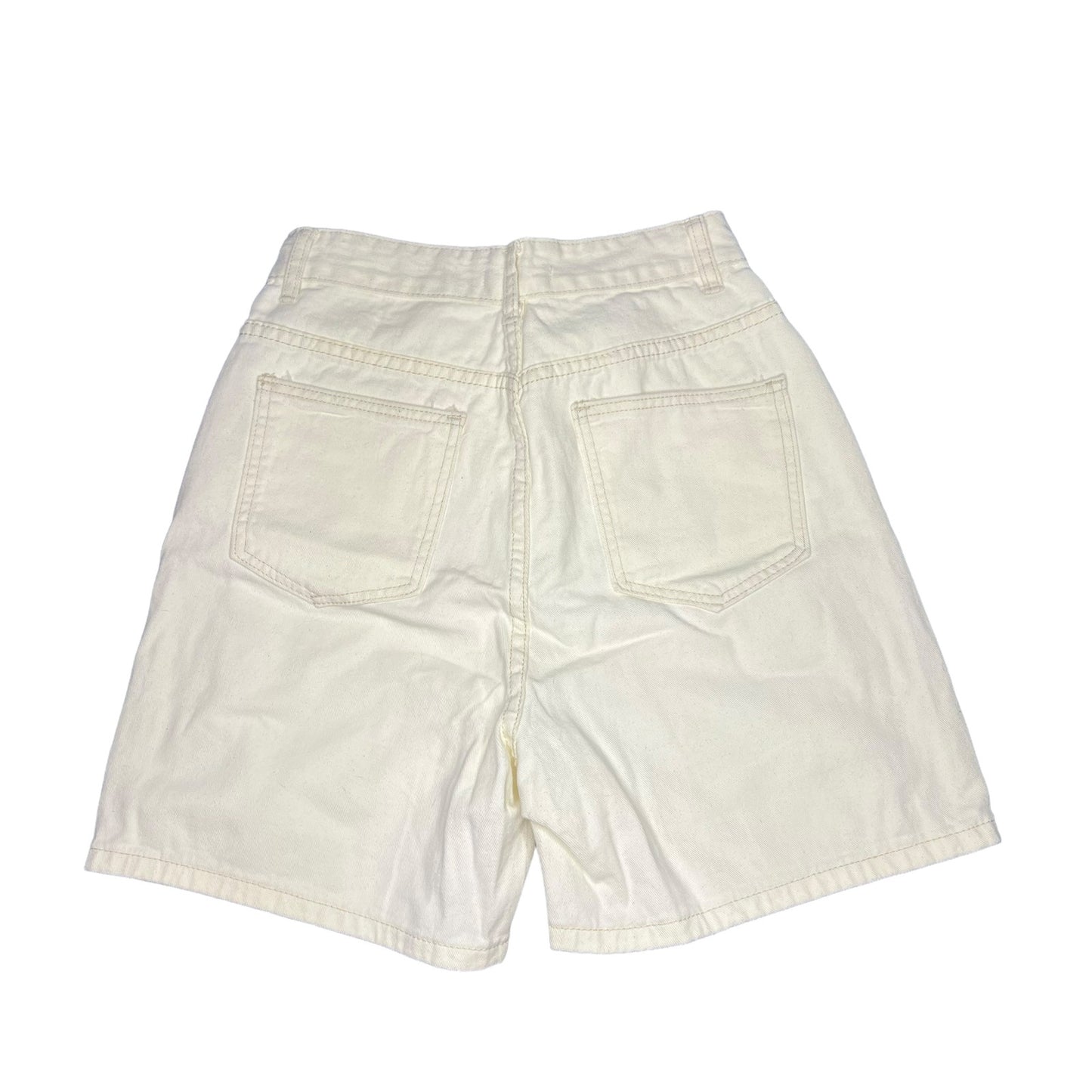 NWT 12th Tribe Women's Medium Ivory/White High-Rise Asymmetrical Denim Shorts