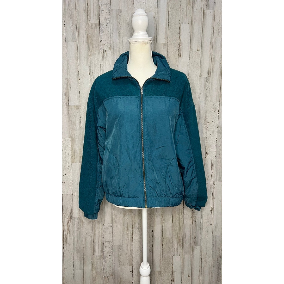 Wild Fable Women's Teal Sherpa Bomber Jacket Size Small Zip Closure