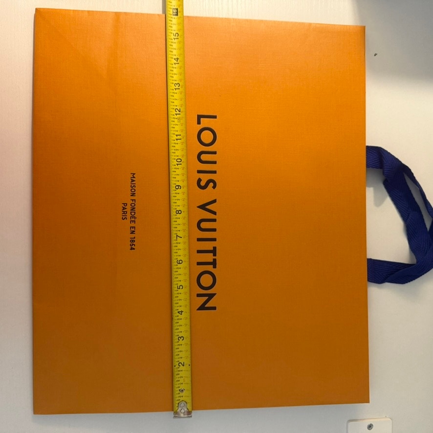 Louis Vuitton Large Shopping Gift Bag Orange Blue Ribbon Handles 16x13