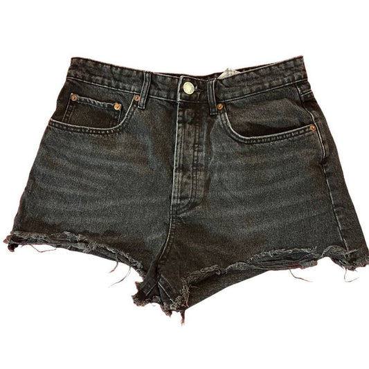 Zara High Waisted Black Denim Shorts size 8