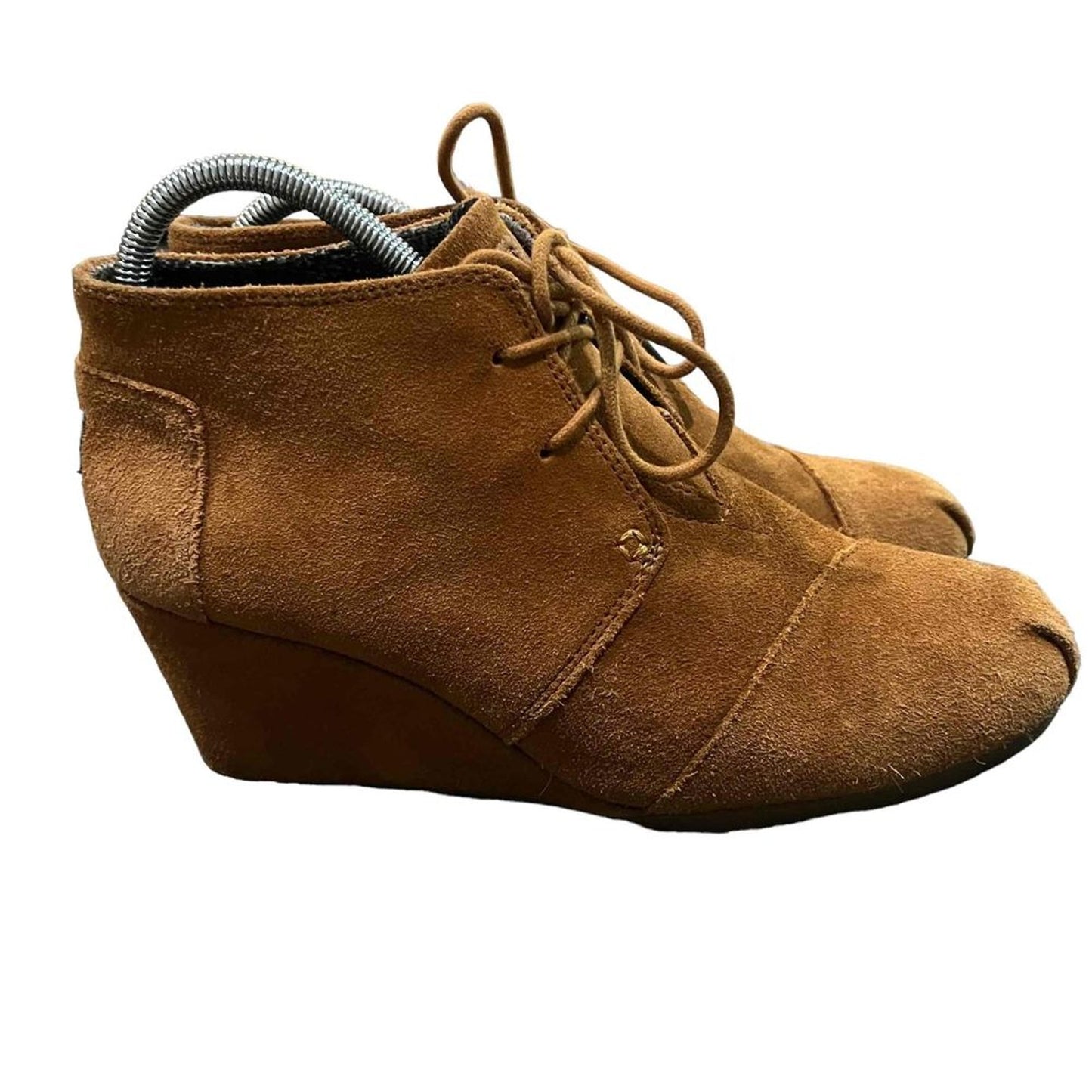 TOMS Desert Wedge Lace-Up Ankle Booties Womens Size 10 Brown Hidden Wedge