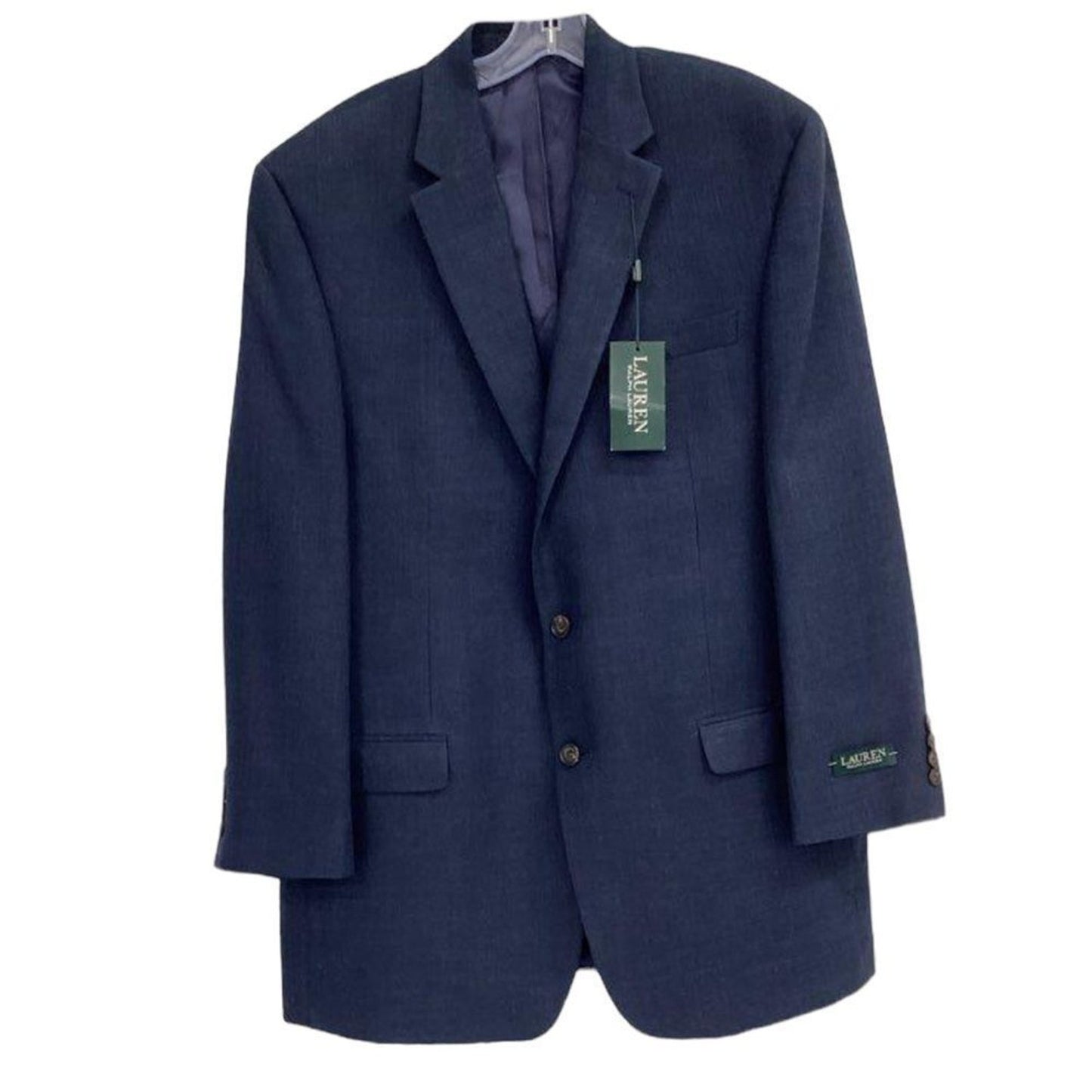 NWT Lauren Ralph Lauren Sport Coat Blazer Mens 46L Navy Solid 2-Button Long
