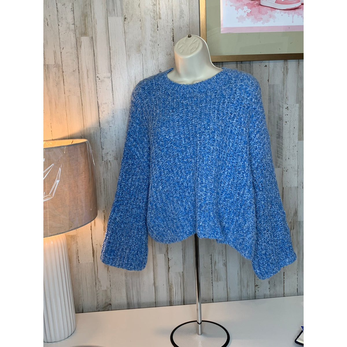 Sincerely Jules Sweater Womens Small Heathered Blue Textured Knit