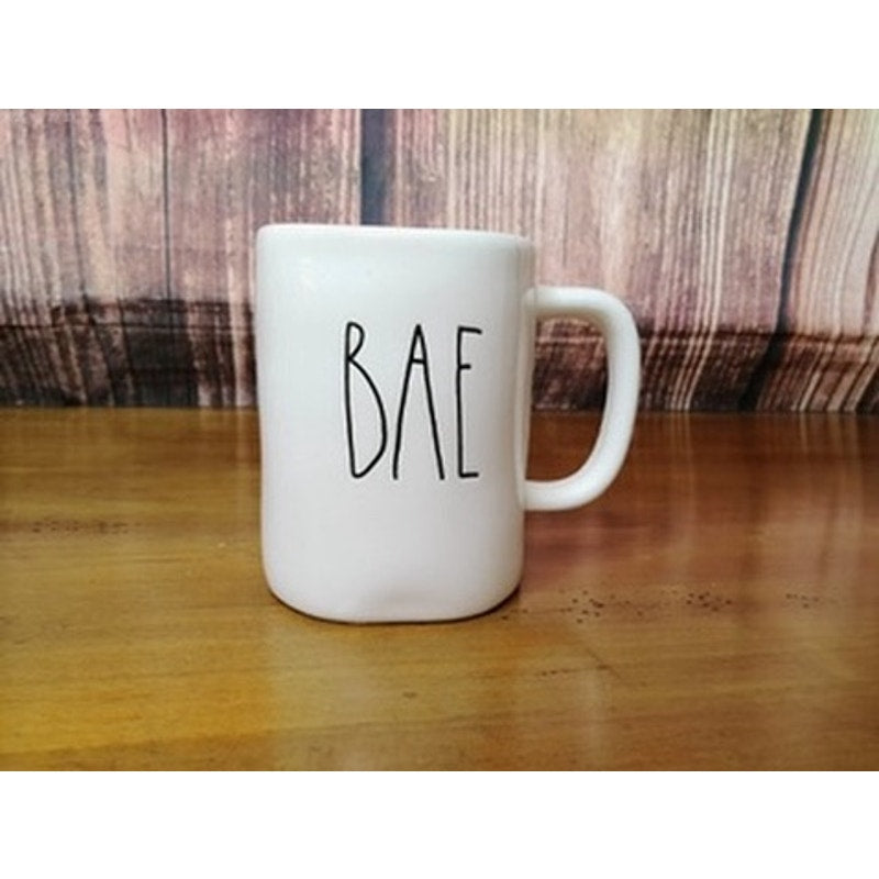 Rae Dunn BAE Coffee Mug White Black Lettering Artisan