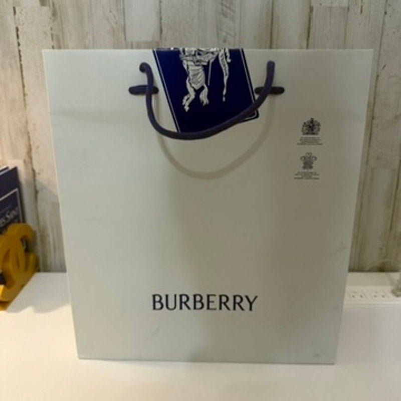 Burberry Large Shopping Gift Bag White Blue Rope Handles Prorsum Knight