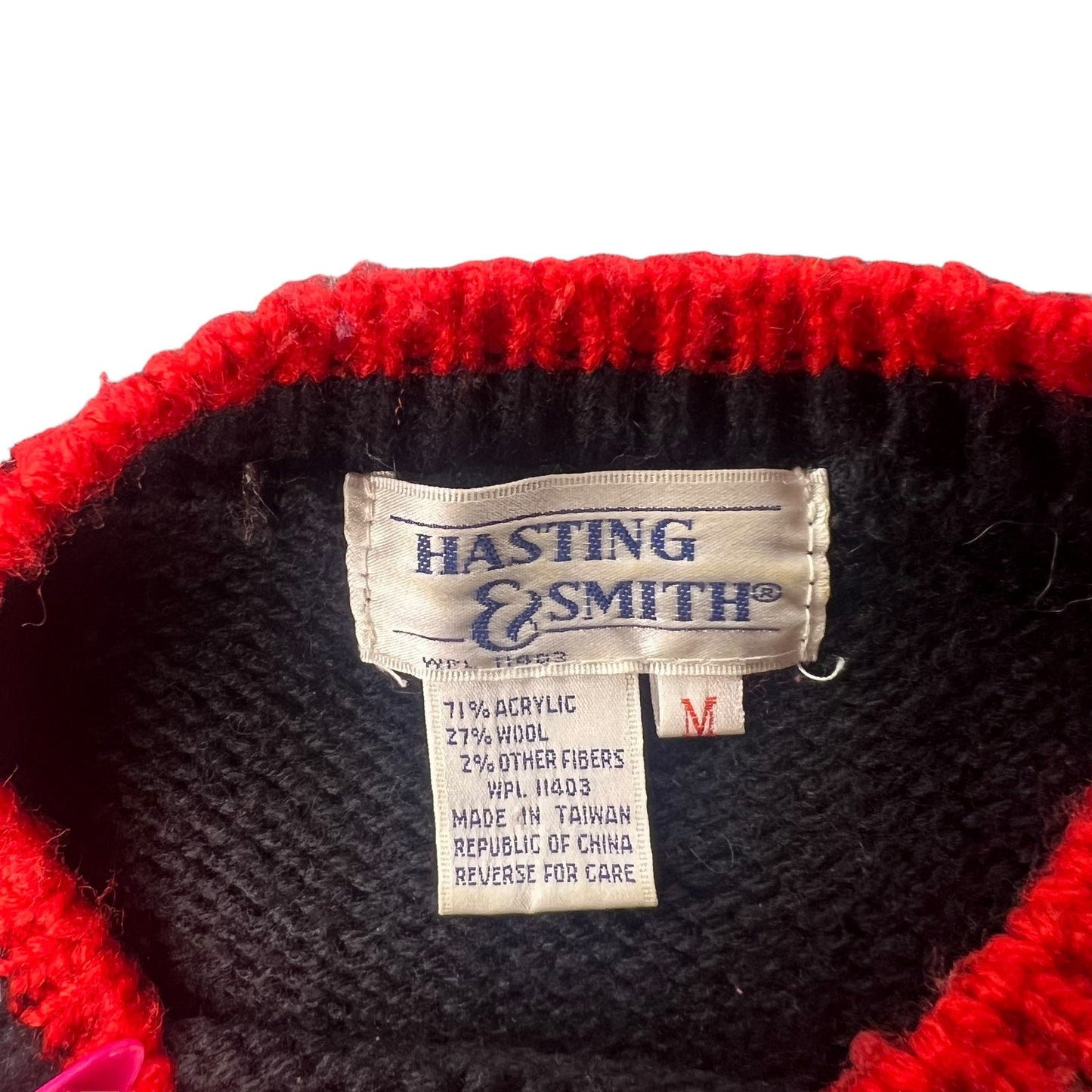 Vintage Hasting & Smith Women's Medium Black Christmas Wool Pullover Sweater