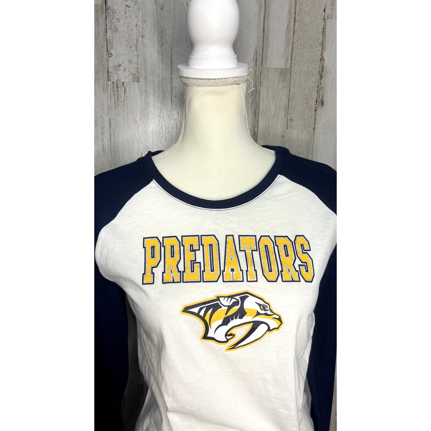 NWT NHL Nashville Predators Youth Girls Large Raglan Long Sleeve Baseball Tee