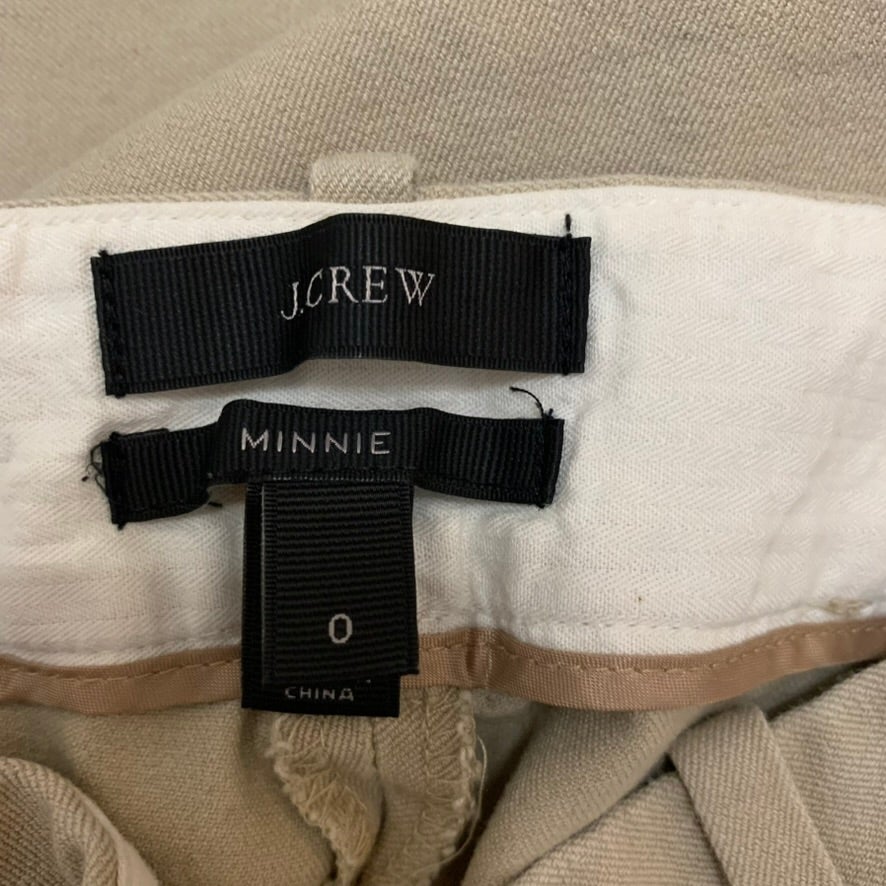 J.Crew Minnie Cropped Chino Pants Womens Size 0 Beige Slim
