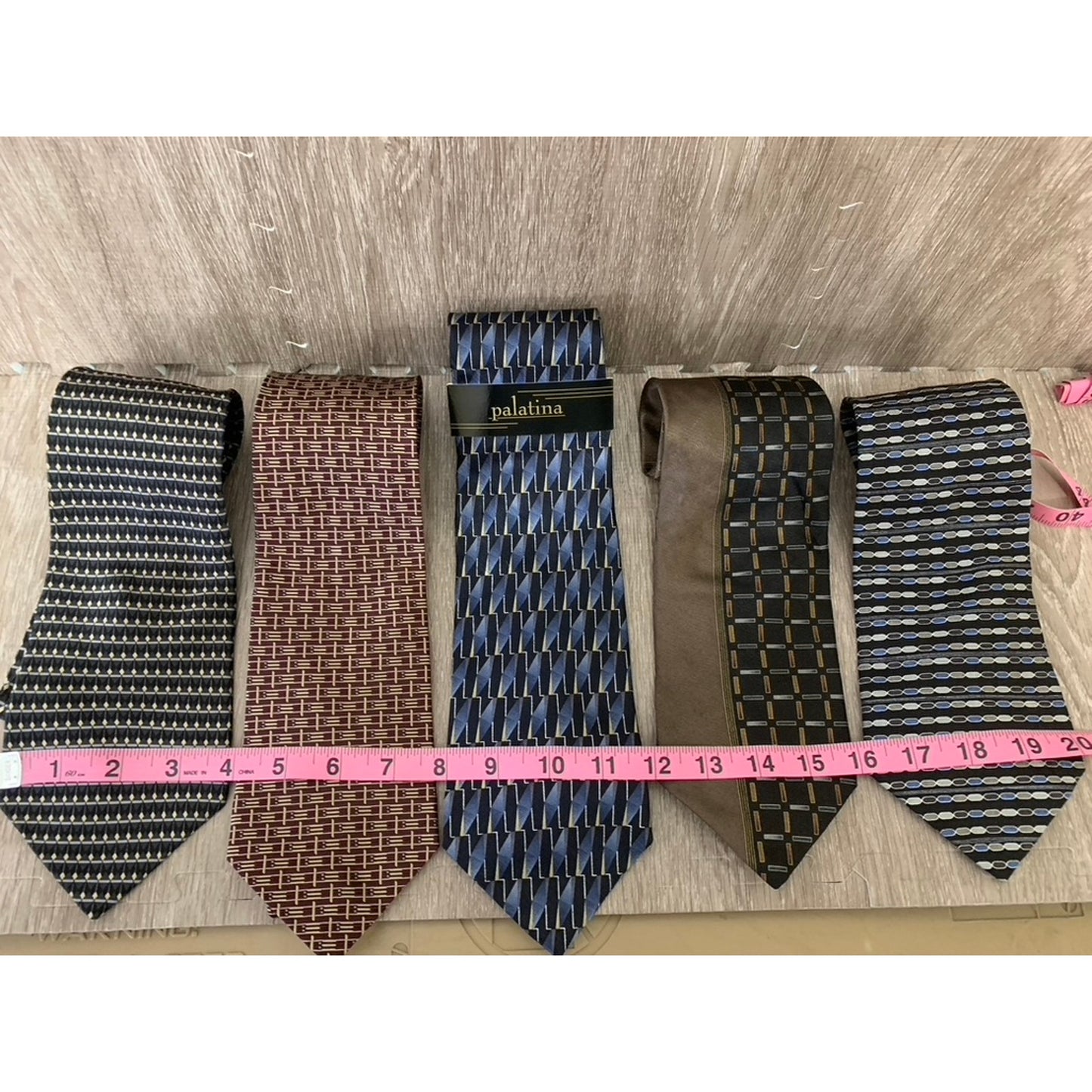 Set of 5 Palatina Vintage Men's Silk Necktie Collection Geometric
