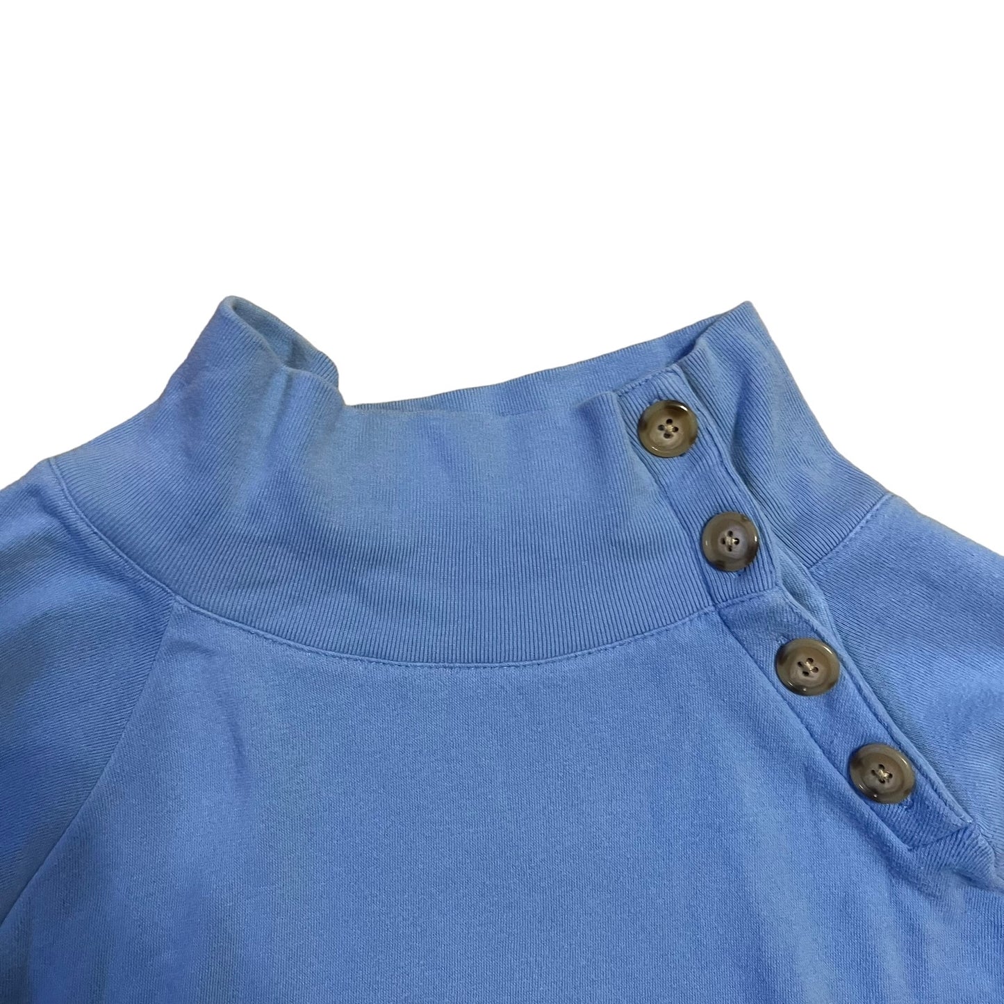 J.Crew Women's 2XL Blue Long Sleeve Button-Collar Mock Neck Pullover Sweatshirt