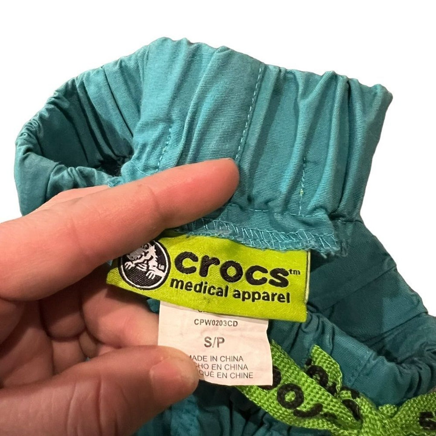 Crocs Medical Apparel Scrub Pants Unisex Small Green Petite Elastic Waist