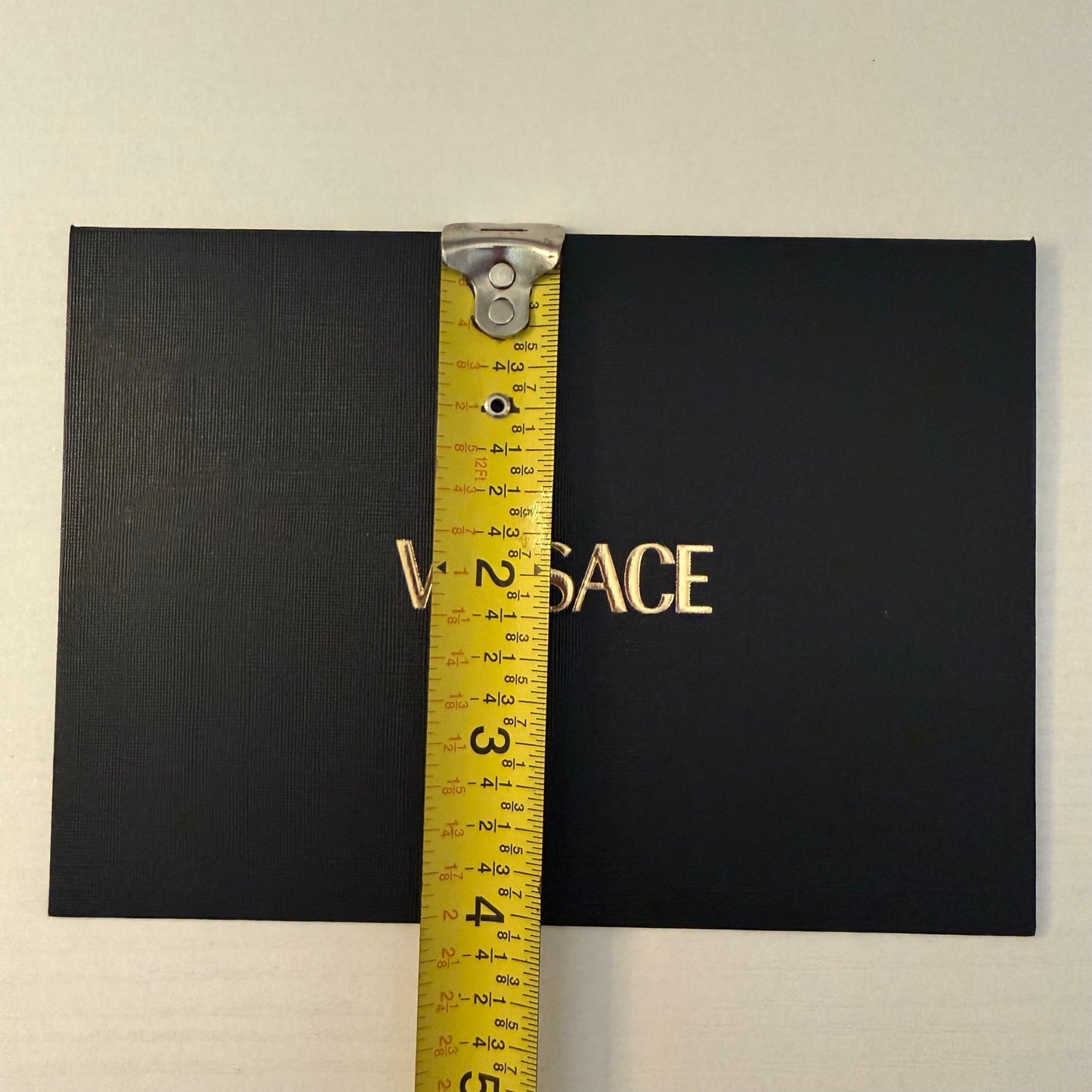 Versace Gift Envelope Packaging Sleeve Black Textured Raised Gold Logo 6x4