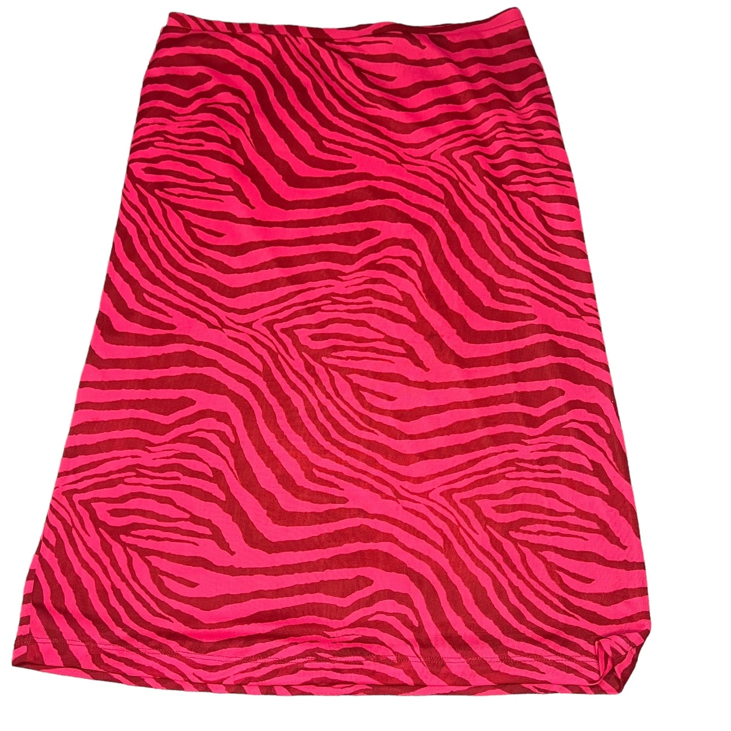 Express Women's XS Pink Zebra Print Y2K Elastic Waist Midi Skirt