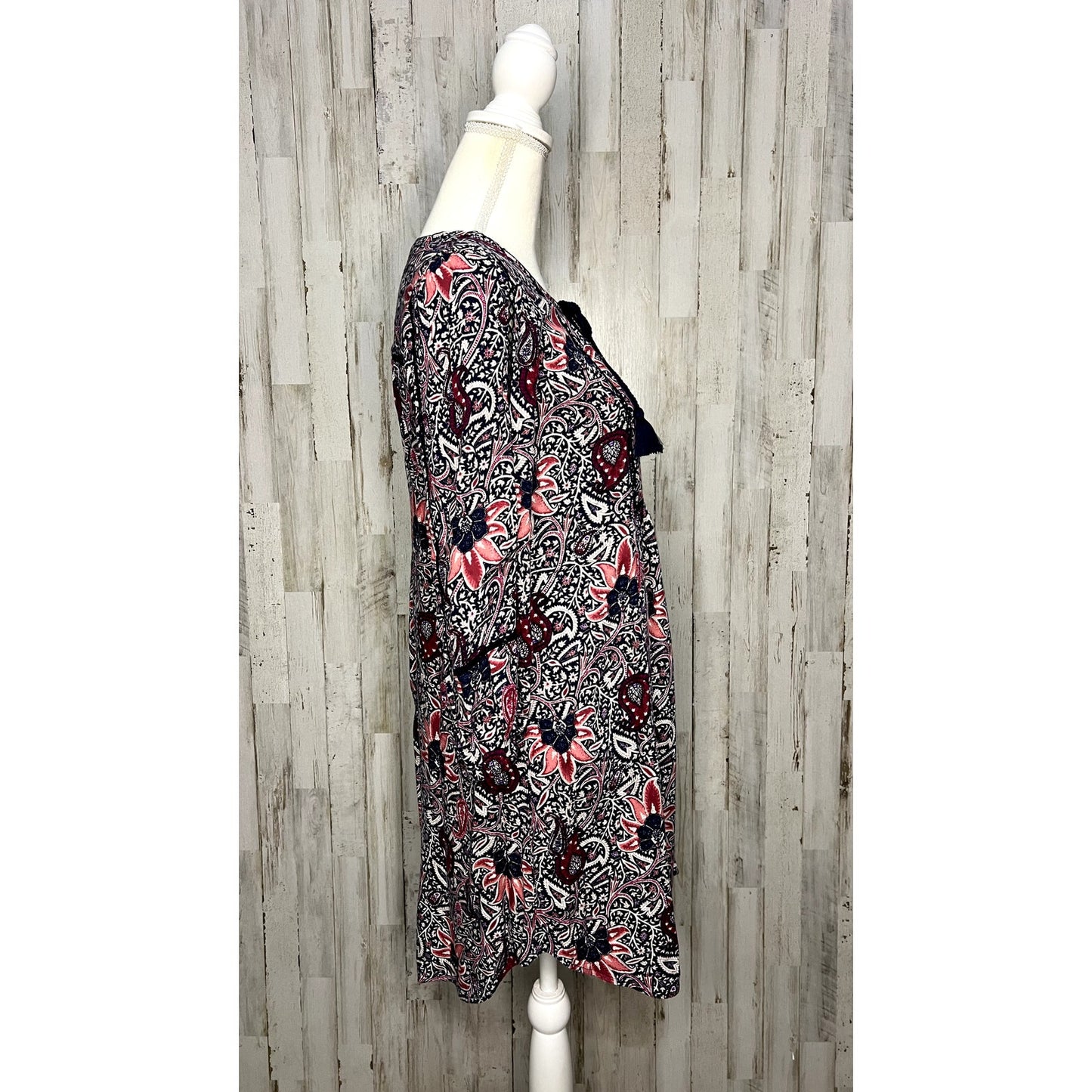Lucky Brand Paisley Bell Sleeve Mini Dress Women's Small Multicolor Boho Chic