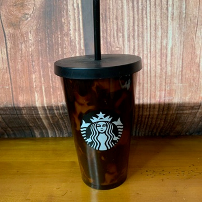 Starbucks Mocha Swirl Tortoise Shell Cold Cup Tumbler 16 oz