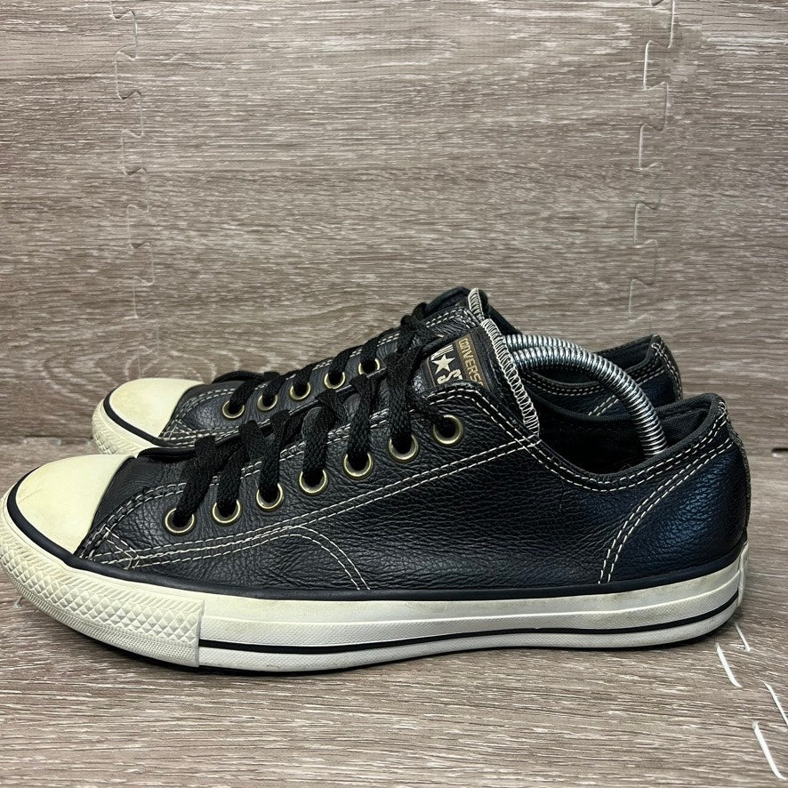 Converse Chuck Taylor All Star Black Leather Sneakers Men's Size 8.5