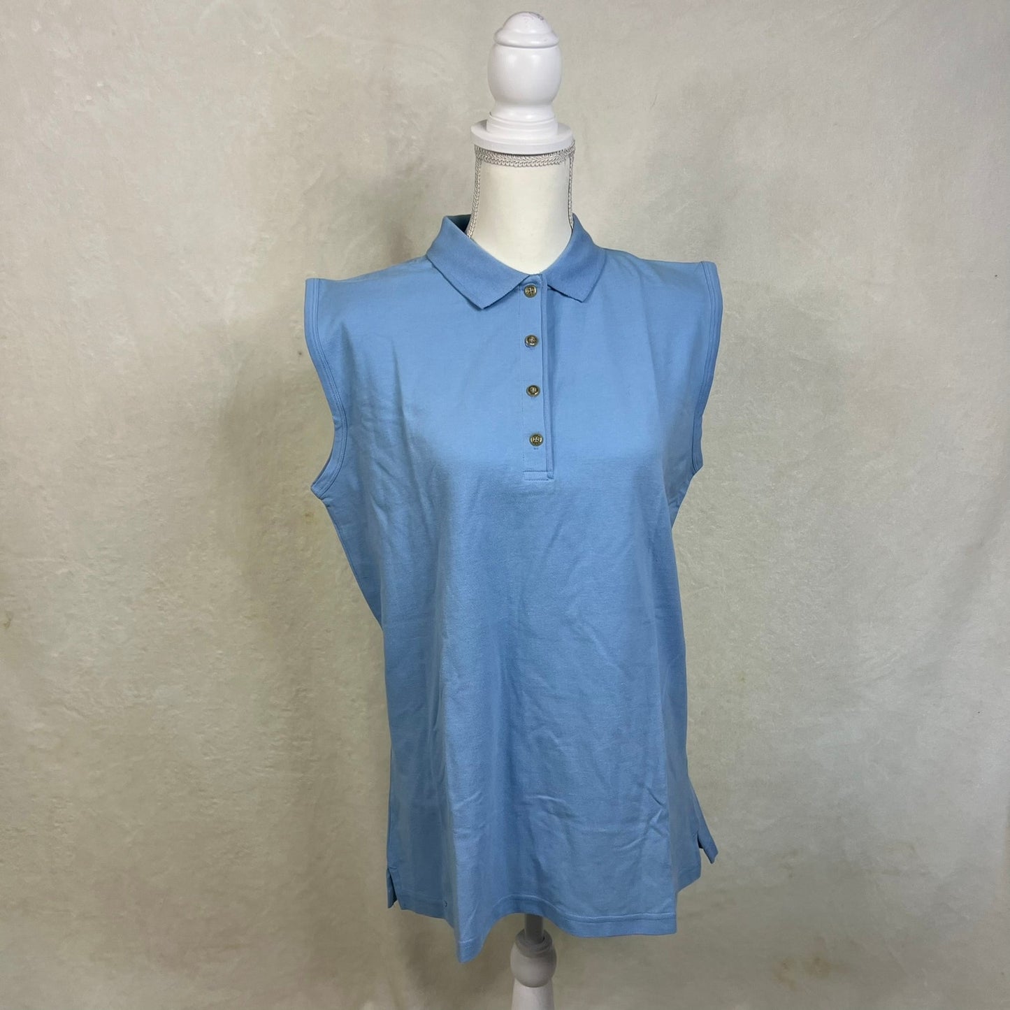 NWT Vintage Reebok Women's Club Size Large Blue Sleeveless Golf Polo Shirt