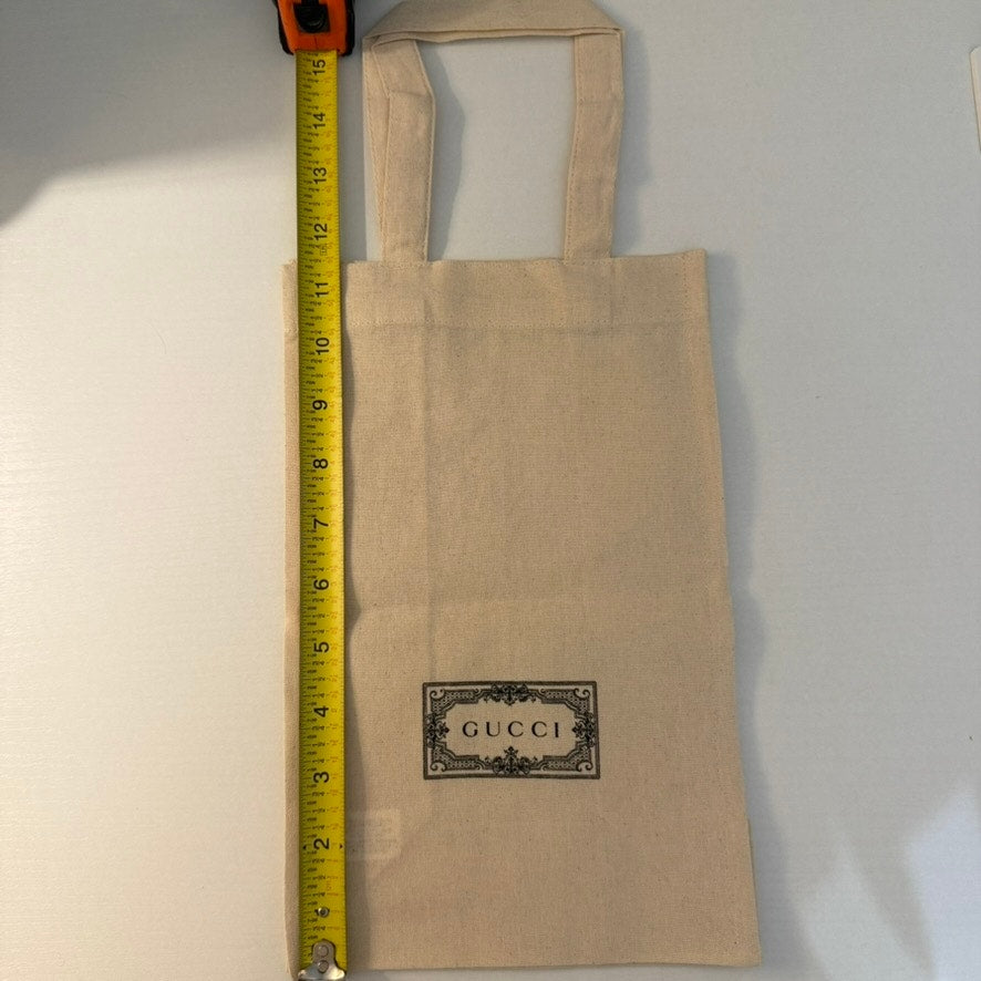 Gucci Tote Bag Womens Beige Logo Print Shopping Bag 11x7 Double Handles