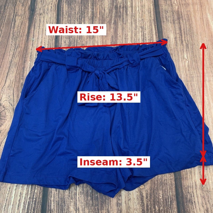 Jolie & Joy Blue Paperbag Waist Shorts Size 1X Tie Belt