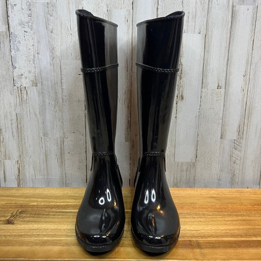 Michael Kors Women's Size 7 Stockard Tall Gloss Black Knee-High Rain Boots