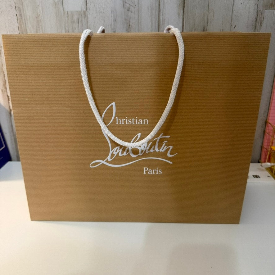 Christian Louboutin Paris Large Shopping Bag Brown Red Interior 16x13