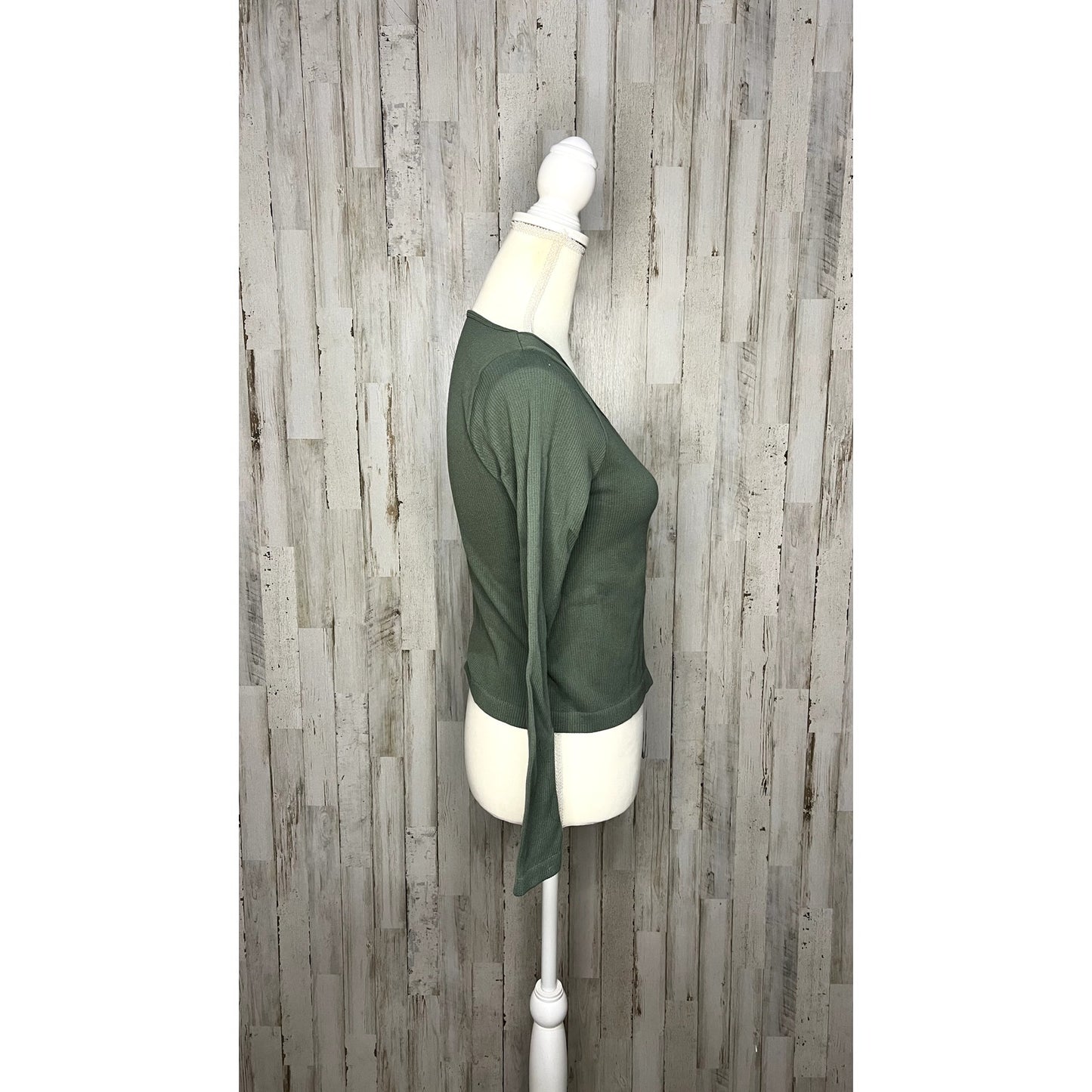 Aura Women's Green Square Neck Long Sleeve Blouse Size XL/XXL Casual