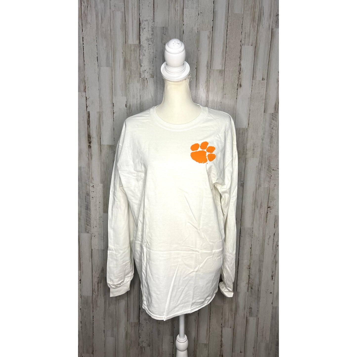 NWT Clemson Tigers Yellow Lab Long Sleeve White Unisex T-Shirt Size Large