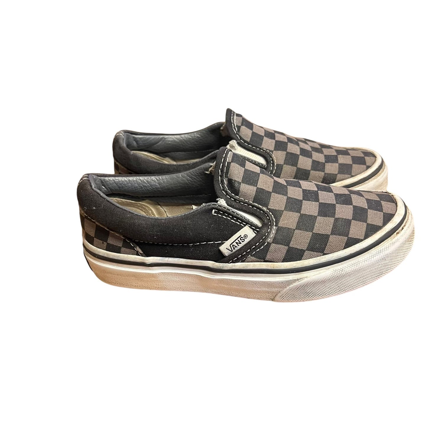 Vans Kids Classic Slip-On Checkerboard Black/Pewter Canvas Sneakers Size 13.0