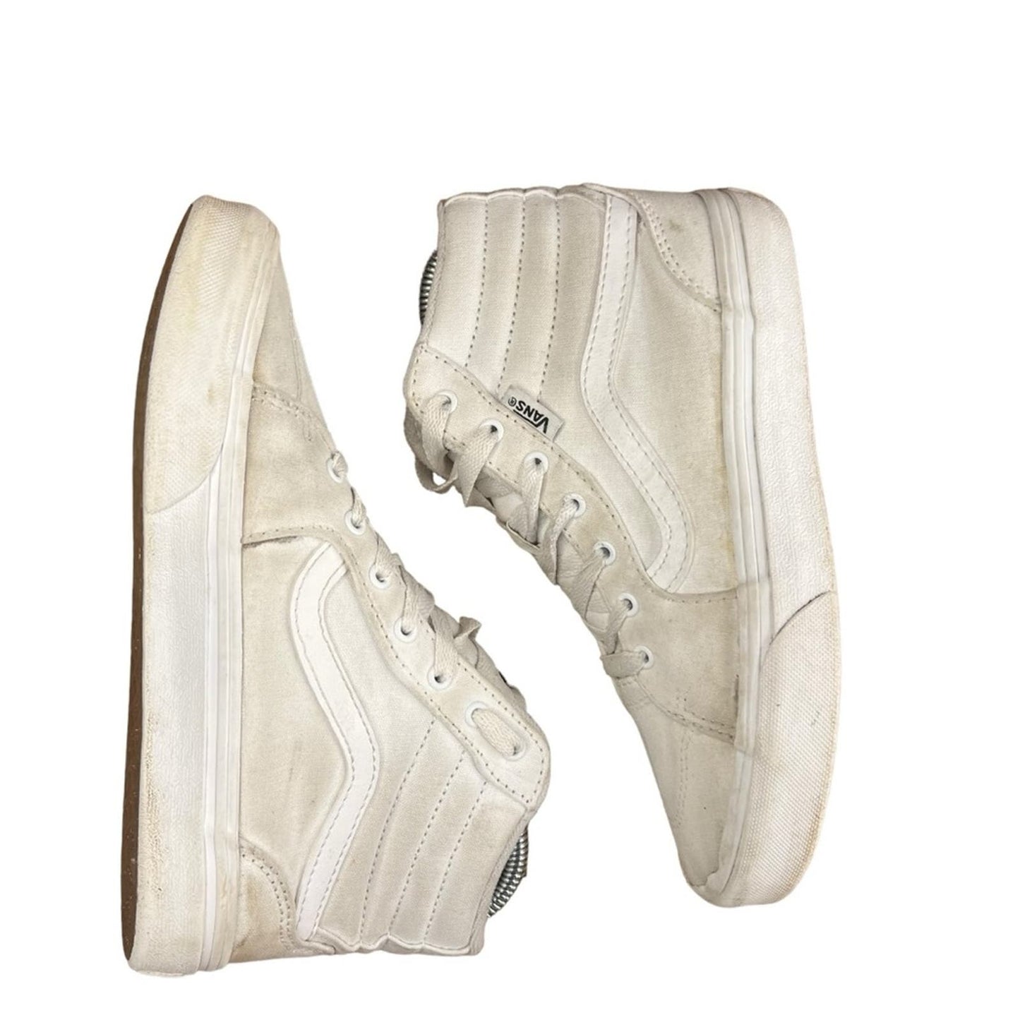 Vans Sk8-Hi Canvas Shoe True White - Youth Size 3.0