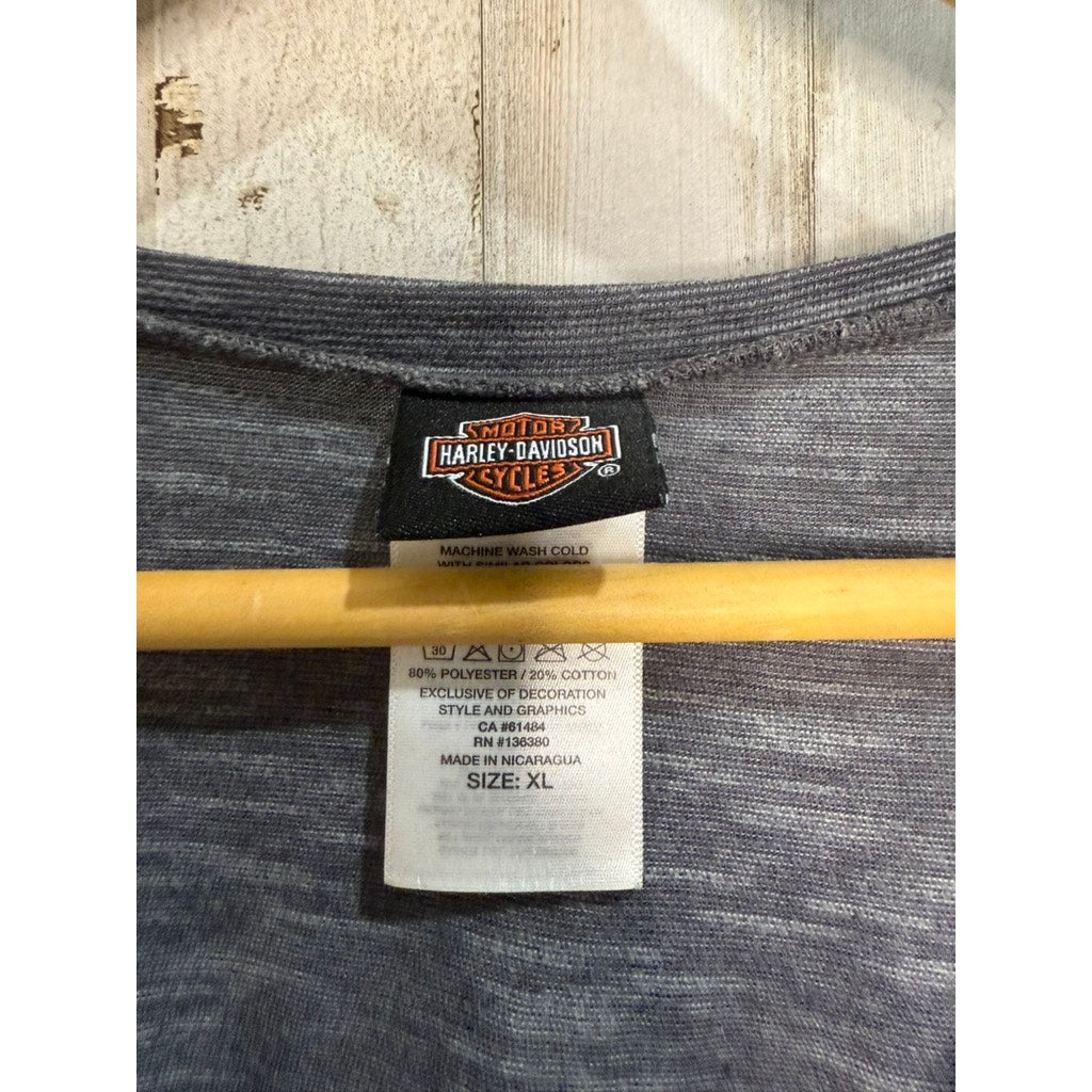 Harley-Davidson Women's XL Gray V-Neck T-Shirt Vintage Cherokee NC