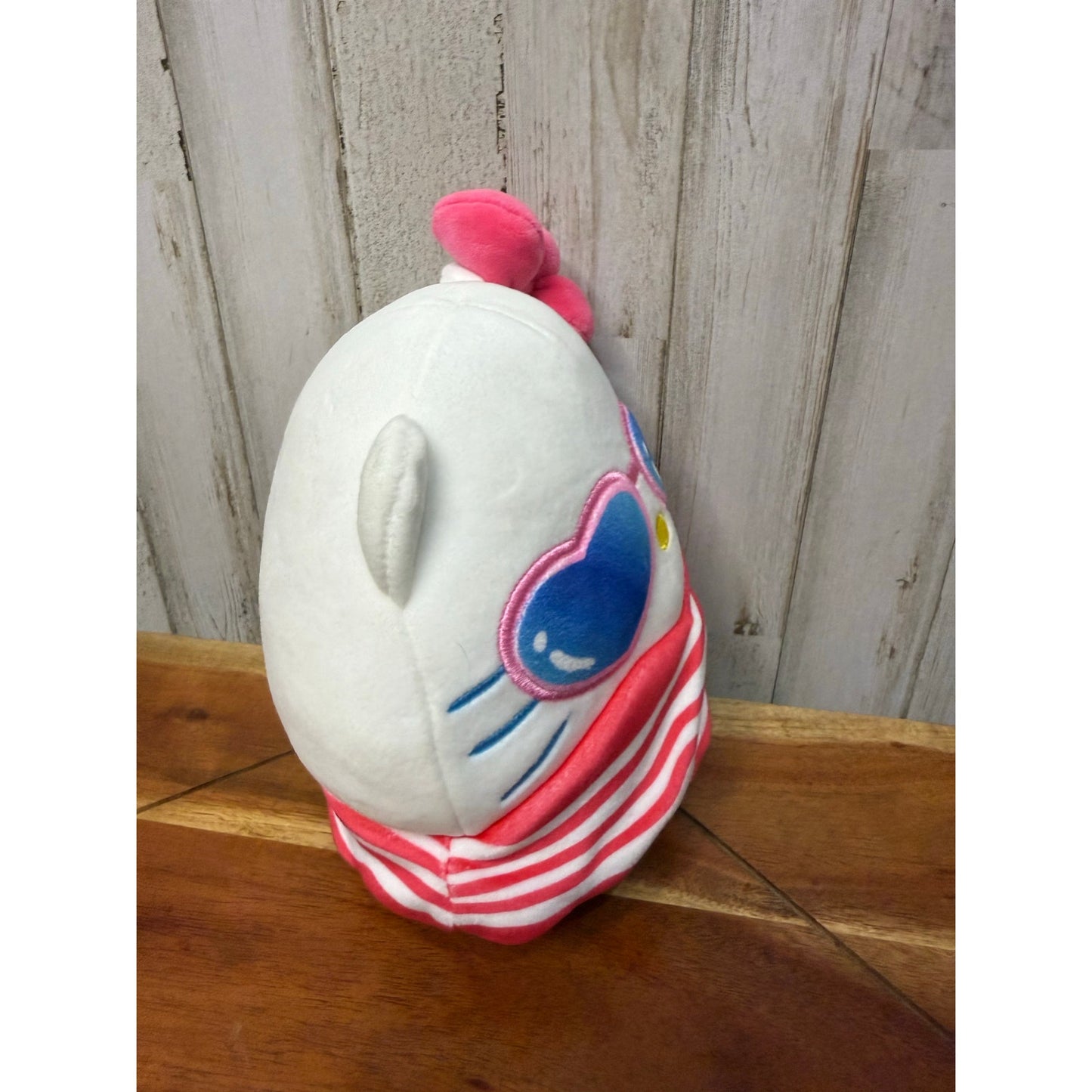 Hello Kitty Squishmallow Plush with Heart Sunglasses & Striped Suit Small 8”