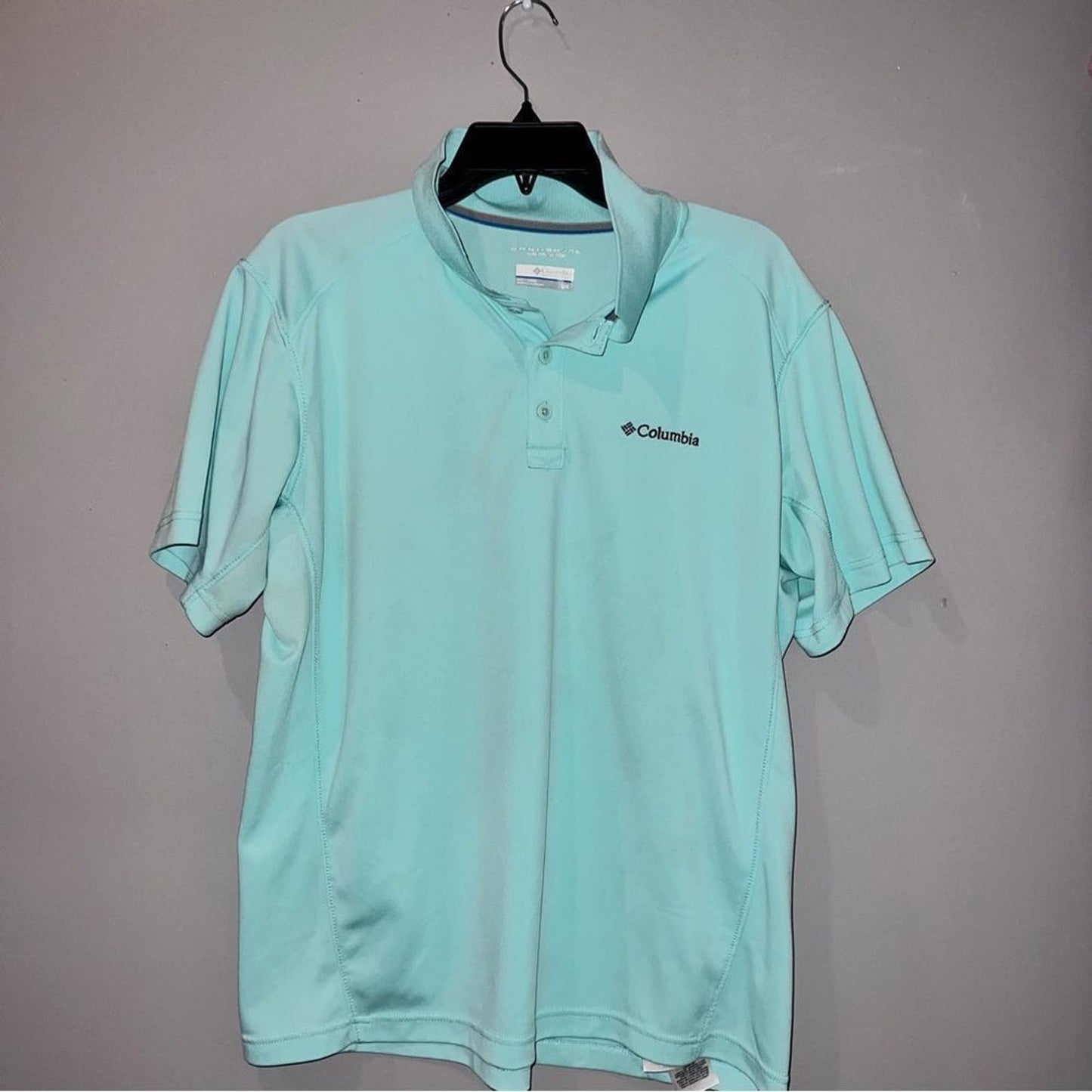 COLUMBIA men’s teal polo size large