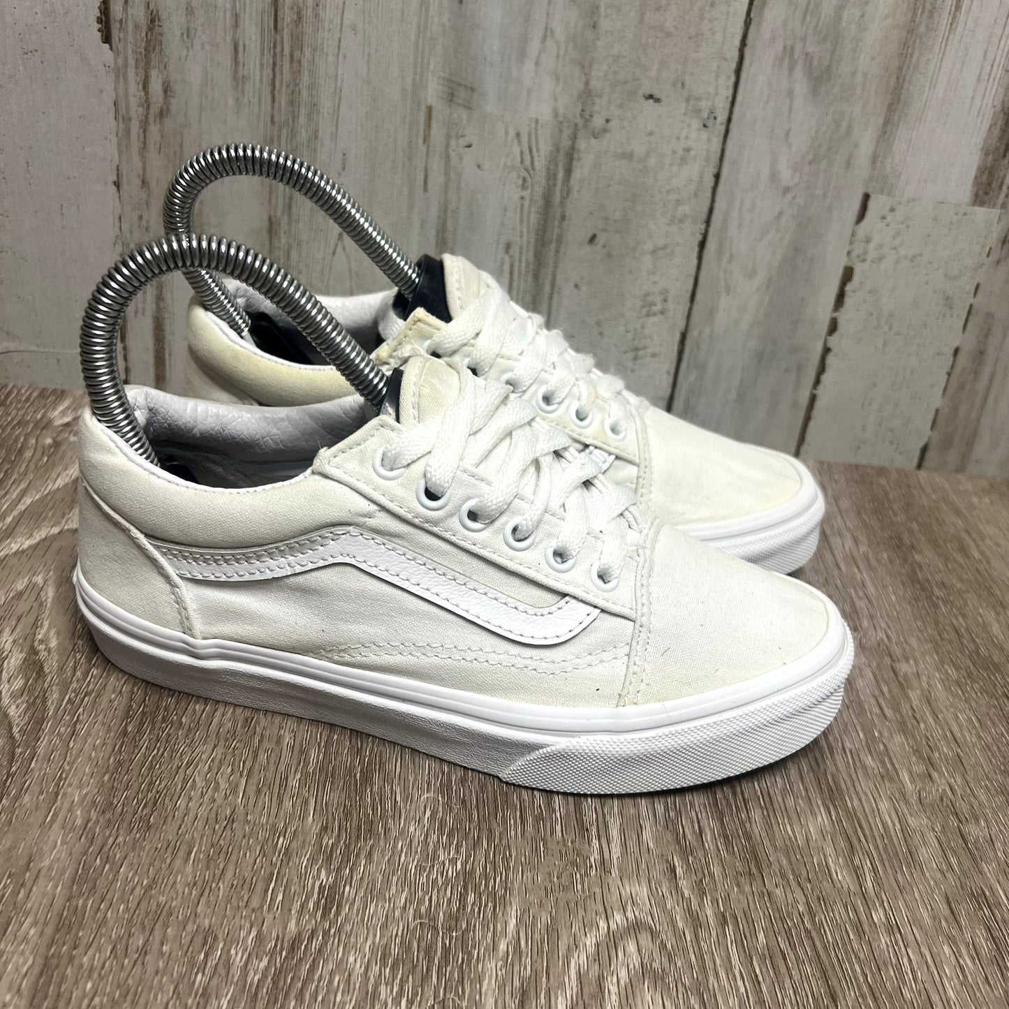 VANS Old Skool Unisex Kids White Canvas Sneakers Size 3 Casual Shoes