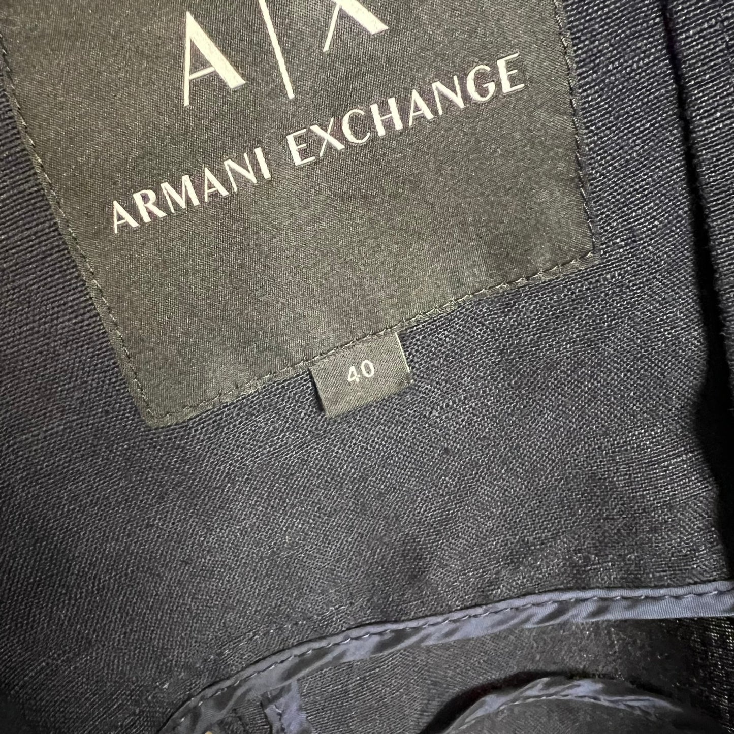 Armani Exchange Men's Classic Fit Linen Navy Blue Blazer Jacket Size 40 Business