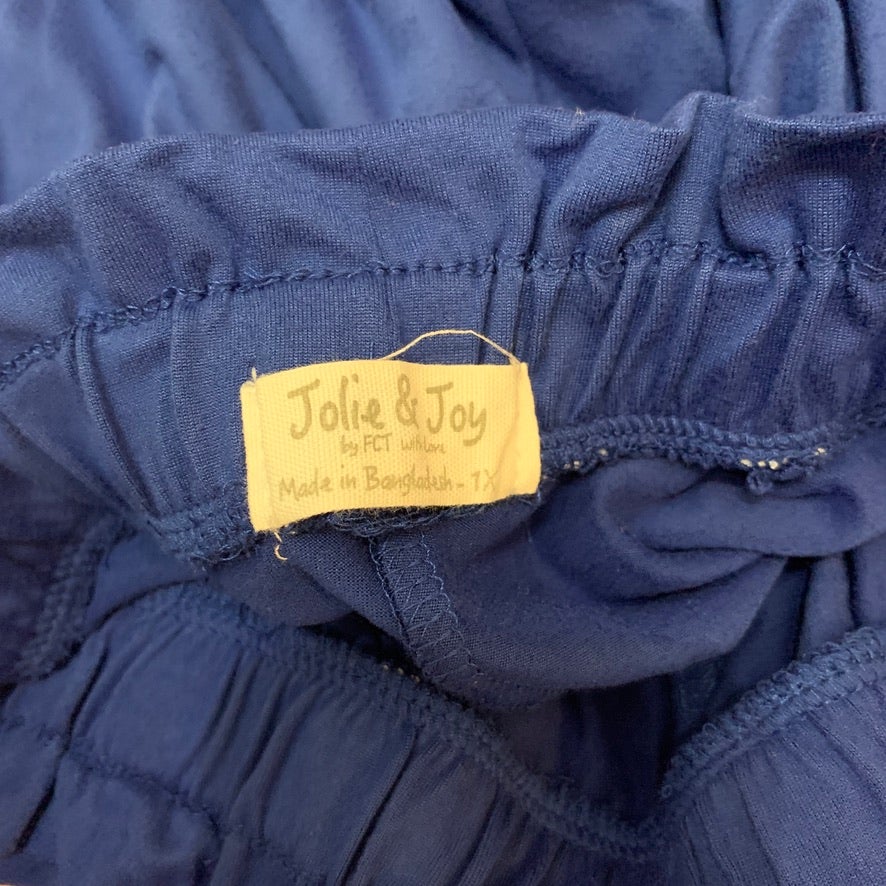 Jolie & Joy Blue Paperbag Waist Shorts Size 1X Tie Belt