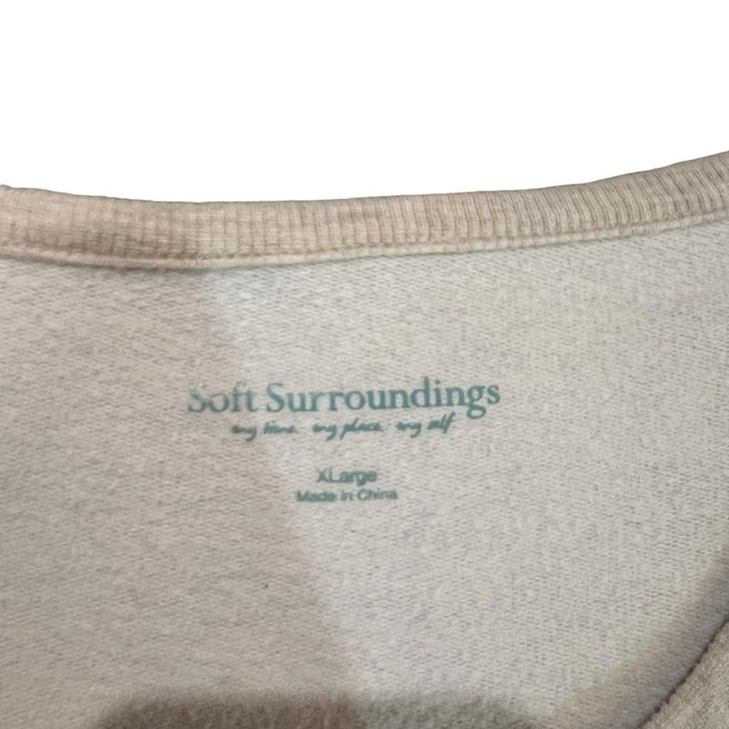Soft Surroundings Pullover Sweatshirt Womens XL Beige Heather Rib Trim