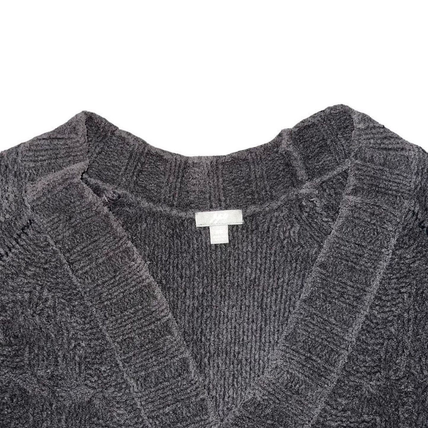 J. Jill Sweater Womens Gray Cardigan V-Neck Long Sleeves Casual Cable Knit