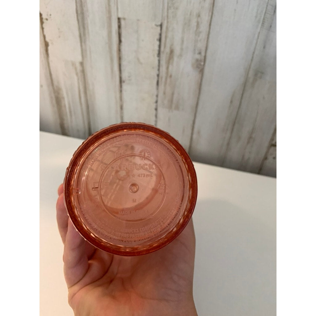 Starbucks Rose Gold Jeweled Tumbler Cup 16 oz Siren Logo Lid NO STRAW