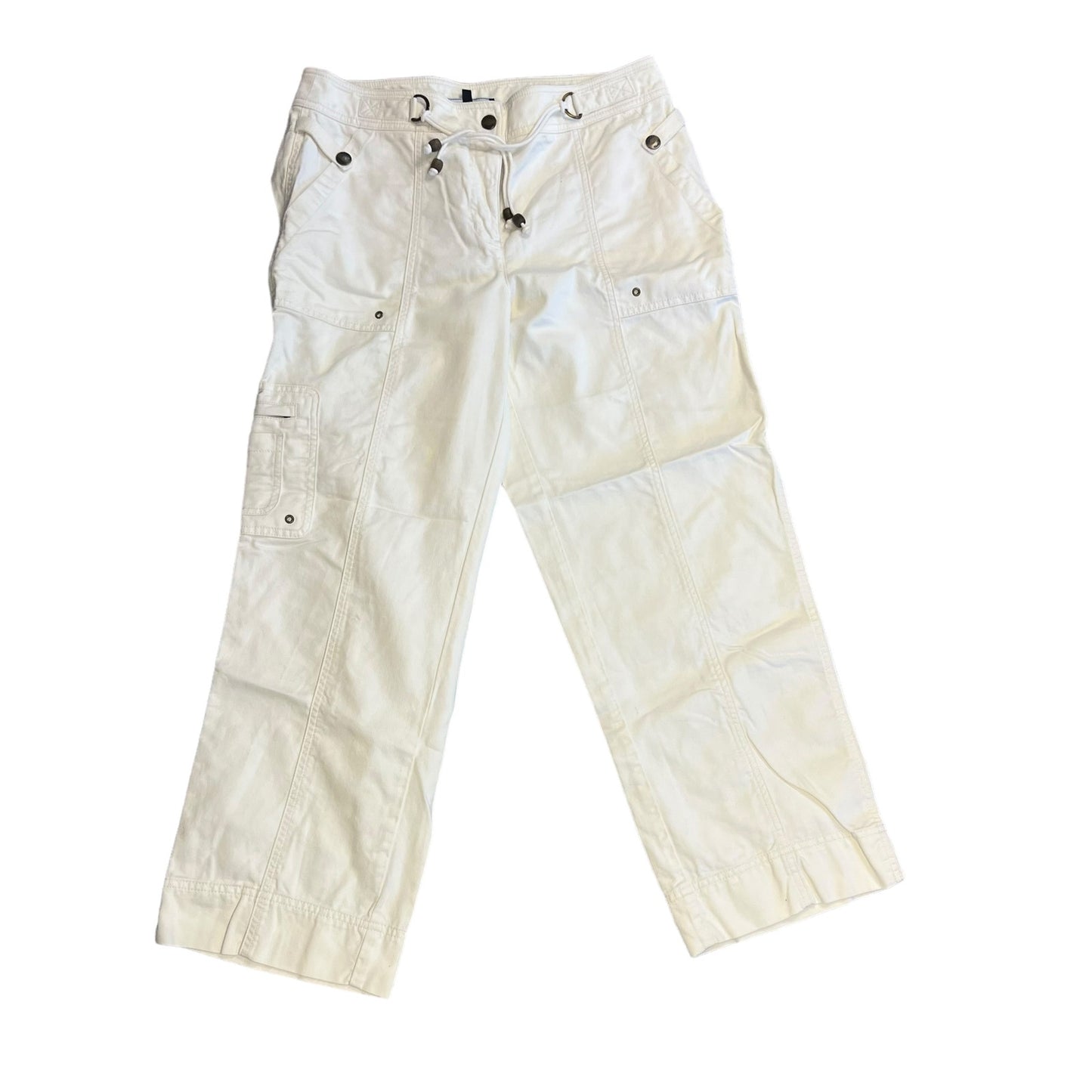 Jones New York Signature Women's 8 White Cargo Straight Leg Cropped Pants