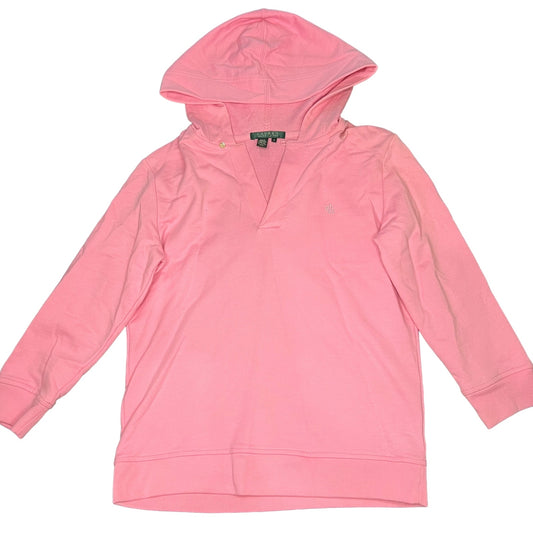 Lauren Ralph Lauren Women's Small Pink Hooded V-Neck Pullover Sweatshirt