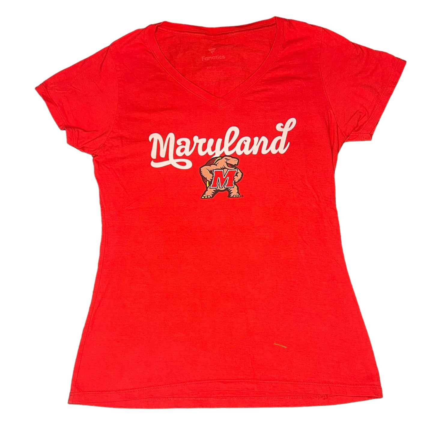 Fanatics Women's Small Maryland Terrapins Red V-Neck Short Sleeve T-Shirt