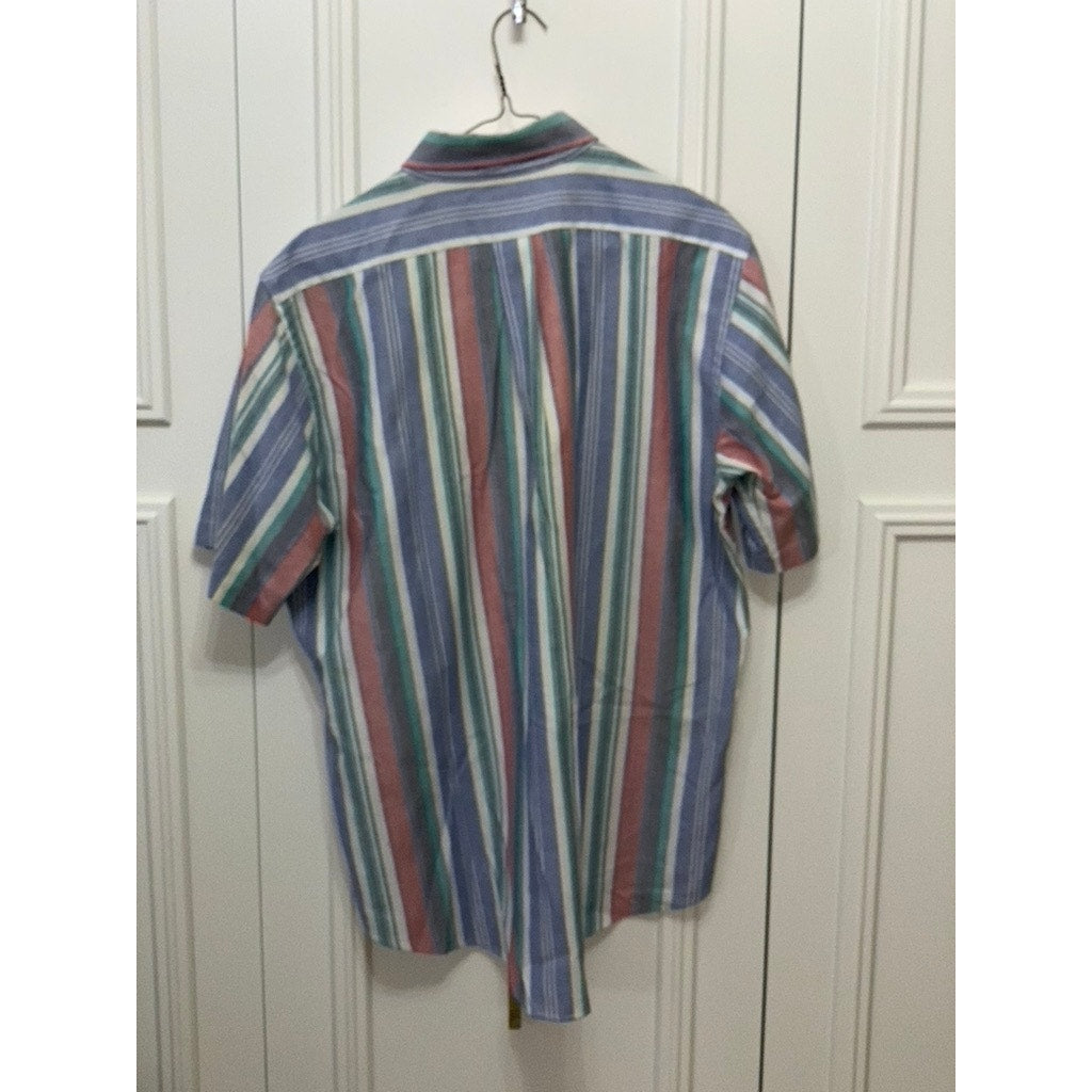 Hathaway Men's Short Sleeve Striped Button-Up Shirt Multicolor Size 16.5