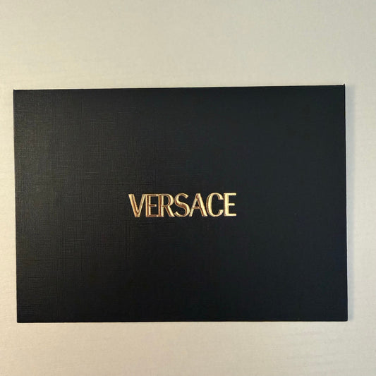 Versace Gift Envelope Packaging Sleeve Black Textured Raised Gold Logo 6x4