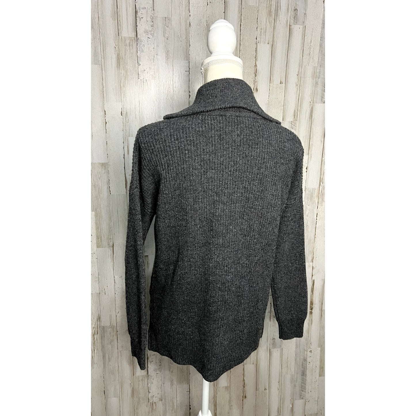 Madewell Women's XS Gray Ribbed Knit 1/4 Zip High Neck Sweater