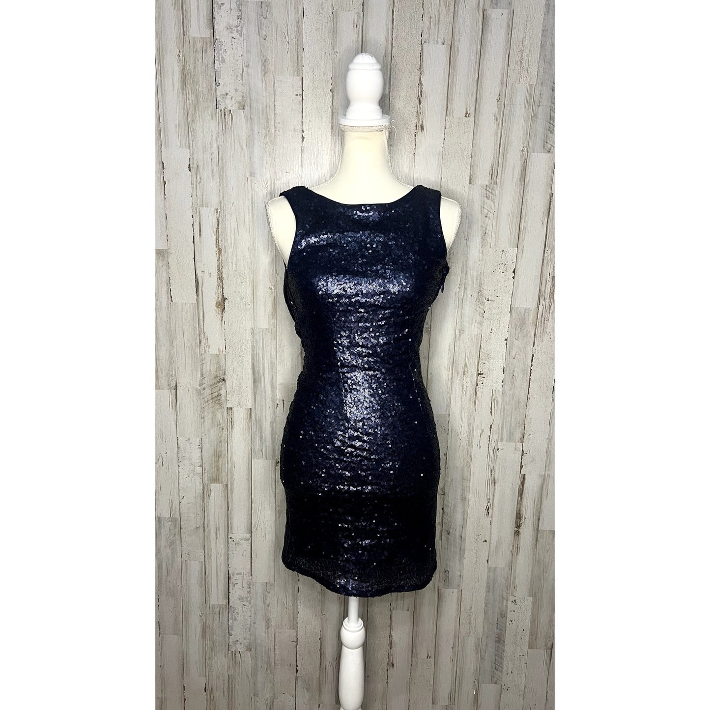 Lulus Women's Small Time to Shine Blue Sequin Bodycon Mini Dress Party Cocktail