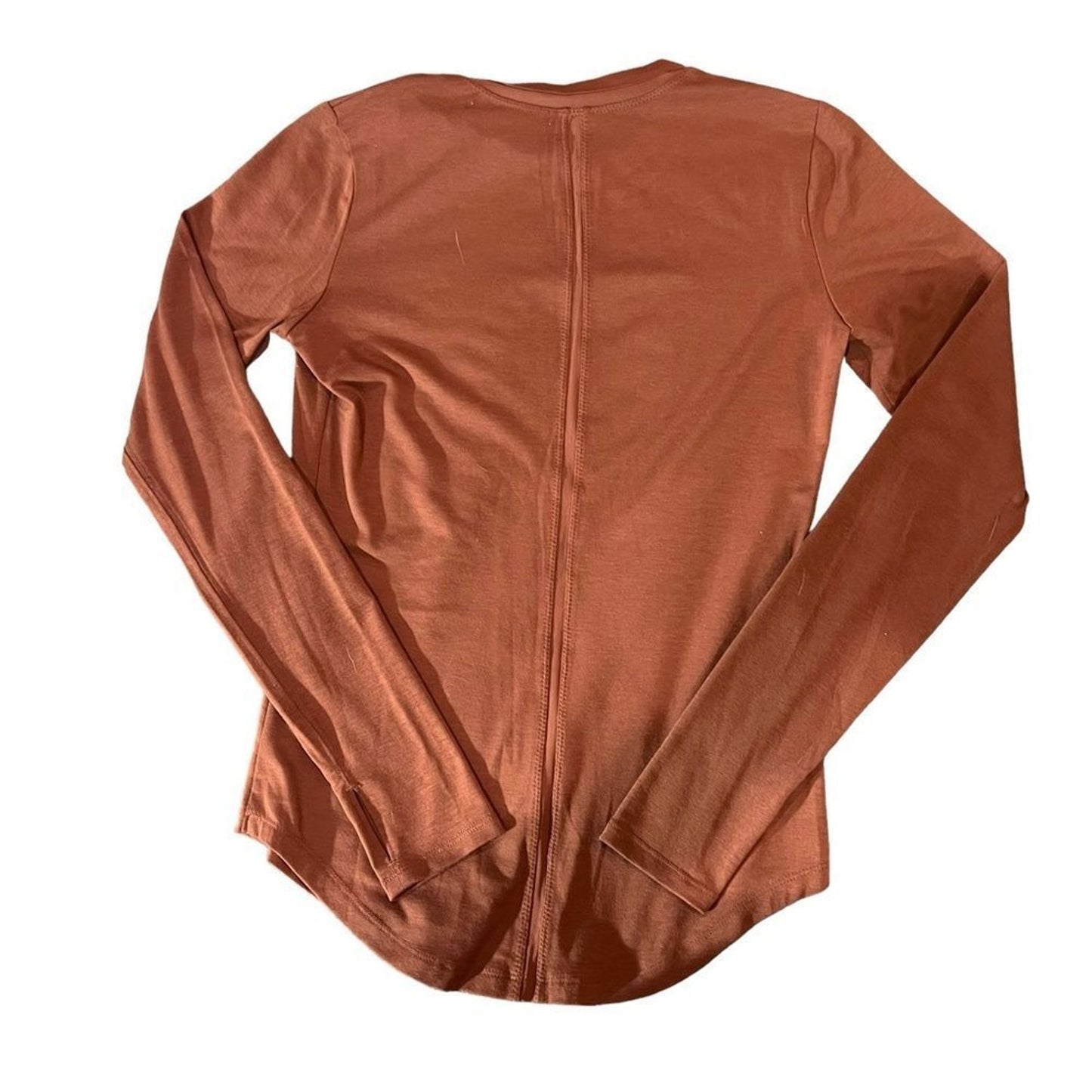 Athleta Top Womens 2XS Rust Brown Long Sleeve Crew Neck Performance Knit