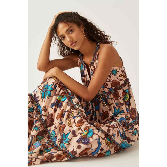 NWT Anthropologie Love The Label Boho Printed Maxi Dress Size Small